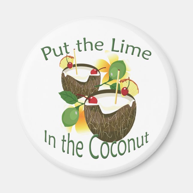 Luau Tropical Party Funny Coconut Drink Magnet (Vorne)
