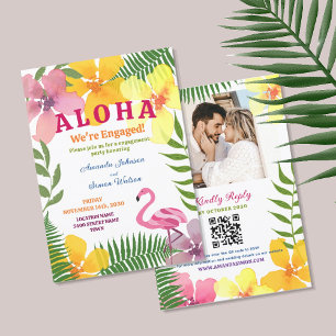 Luau-Verlobungsparty-QR-Code Einladung