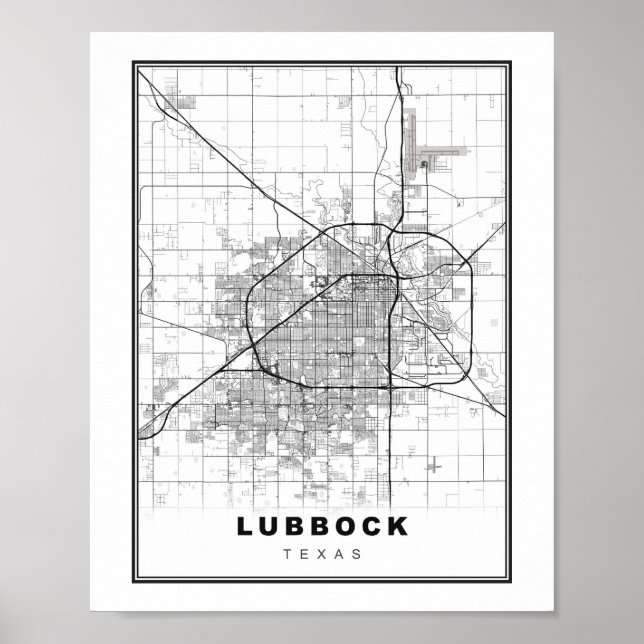 Lubbock Karte Poster (Vorne)