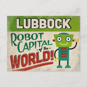 Lubbock Texas Roboter - Lustige Vintage Postkarte