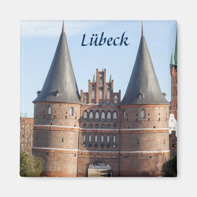 Lübeck Holstentor Gate Foto Magnet (Vorne)