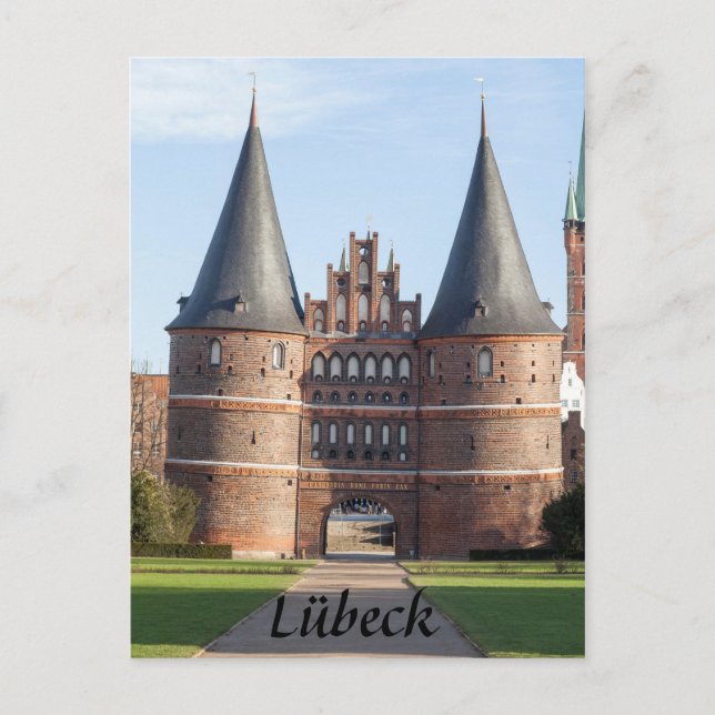 Lübeck Holstentor Gate Foto Postkarte (Vorderseite)