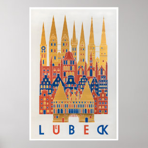 Lübeck Reiseplakat Deutschland Kunst Deutscher Dru Poster