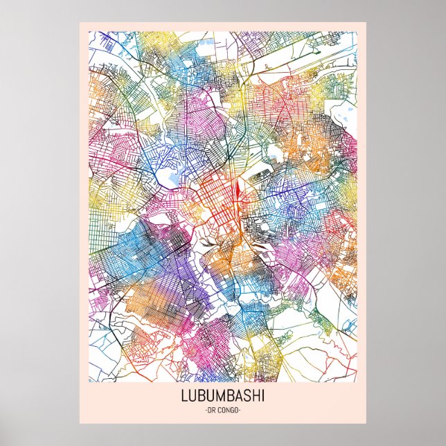 Lubumbashi DR Kongo City Map Poster (Vorne)