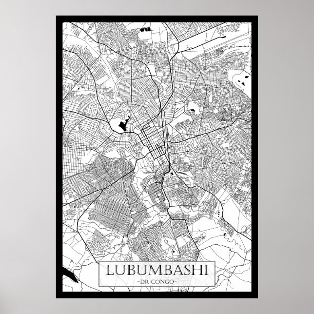 Lubumbashi DR Kongo Karte Poster (Vorne)