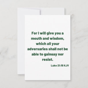 Luc 21:15 KJV Bible Verse Carte de voeux plat