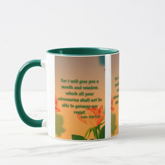 Luc 21:15 KJV Bible Verse Pic Mug Deux Tons (Gauche)