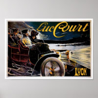 Luc Court Lyon Automobile Ad Art Vintage Poster
