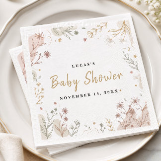 Lucas‘ Aquarell-Wildblumen-Baby-Showers Serviette