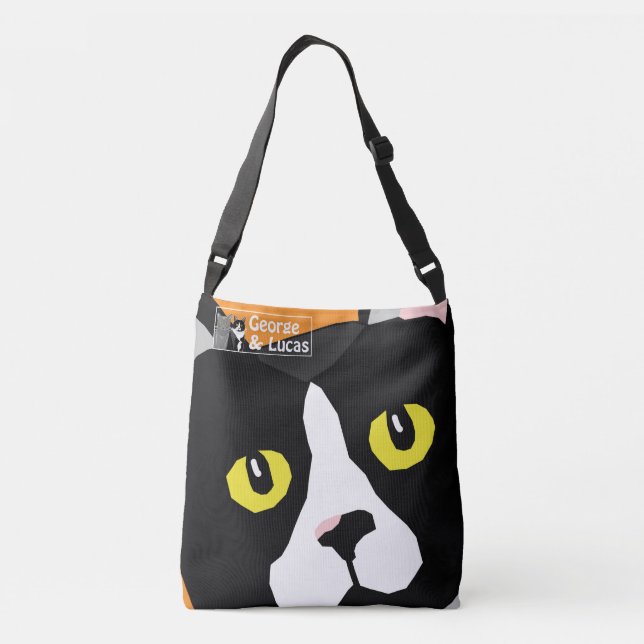 Lucas die Popkunst-Entwurfstasche der Katze Tragetaschen Mit Langen Trägern (Rückseite)