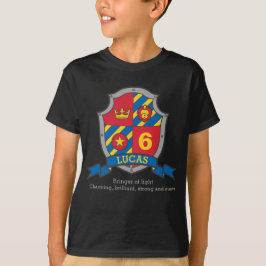 Lucas Name bedeutet 6. Geburtstag Ritter Schild T-Shirt