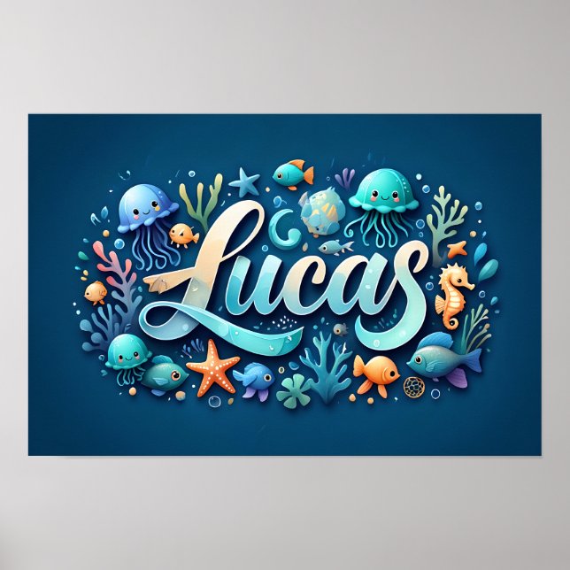 Lucas Ocean Kinderzimmer Unterwassertiere Poster (Vorne)