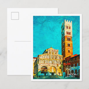 Lucca Italien Schöne Ölmalerei Stadt Postkarte