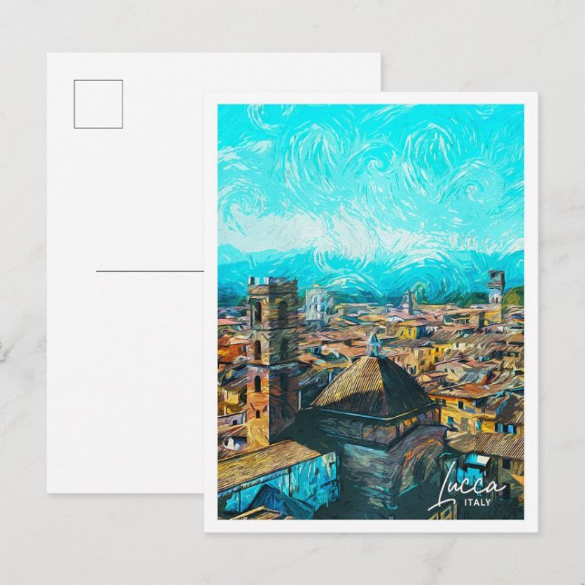 Lucca Italien Schönes Öl Paint City Postkarte (Vorne/Hinten)