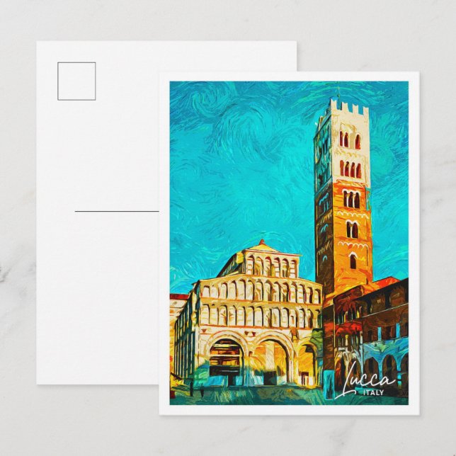Lucca Italien Schönes Öl Paint City Postkarte (Vorne/Hinten)