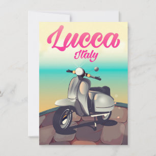 Lucca Italy Scooter Reiseplakat drucken. Einladung