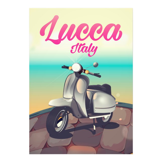 Lucca Italy Scooter Reiseplakat drucken. Fotodruck (Vorne)