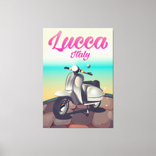 Lucca Italy Scooter Reiseplakat drucken. Leinwanddruck
