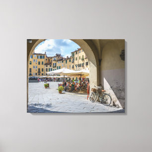 Lucca Piazza Anfiteatro Blick Leinwand