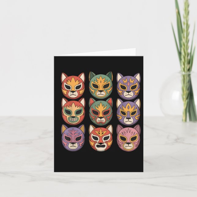 Lucha Libre Cat Mask Funny Luchador Mask Gato Karte (Vorderseite)