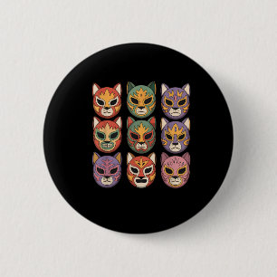 Lucha Libre Katzenmaske Lustige Luchador-Maske Kat Button
