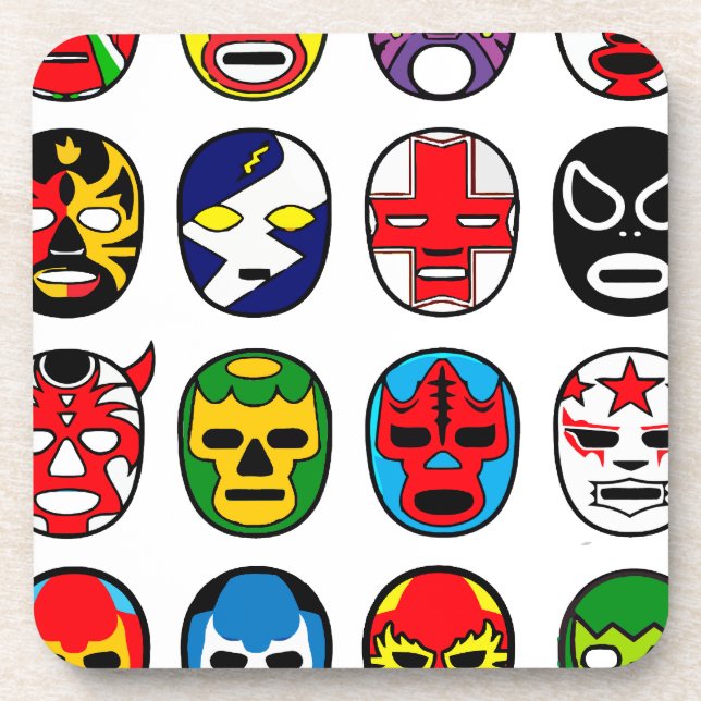 Lucha Libre Luchador mexikanische Wrestling-Masken Getränkeuntersetzer (Vorderseite)