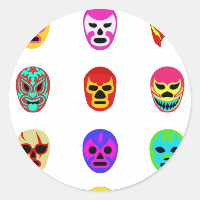 Lucha Libre Mask Mexikanischer Wrestling Runder Aufkleber (Vorderseite)