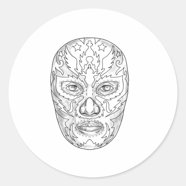 Lucha Libre Mask Tattoo Runder Aufkleber (Vorderseite)