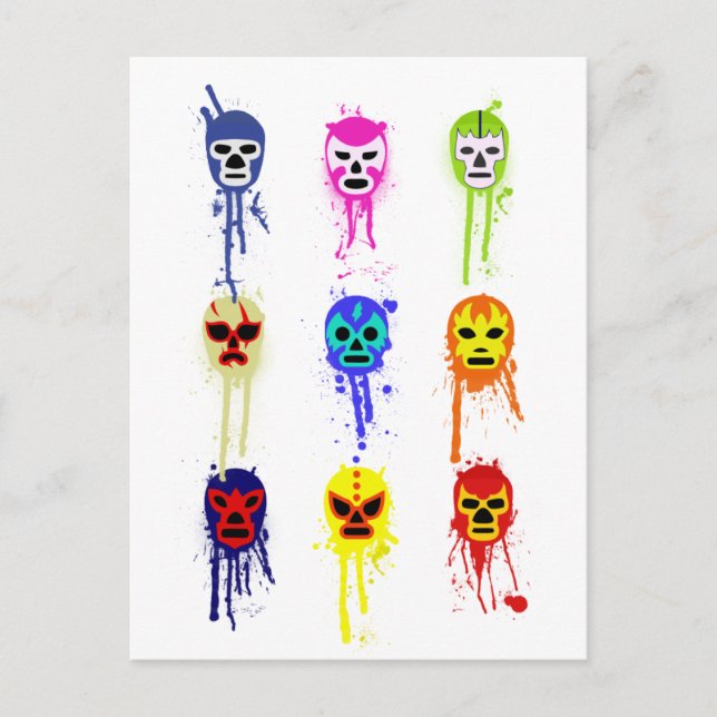 Lucha Libre Maske mexikanischer Wrestling Paint Tr Postkarte (Vorderseite)