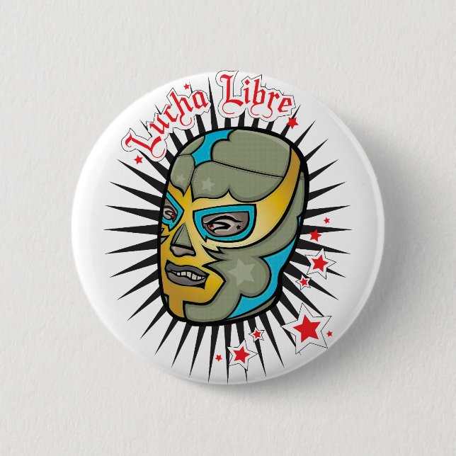 Lucha Libre mexikanische Wrestling-Maske Button (Vorderseite)