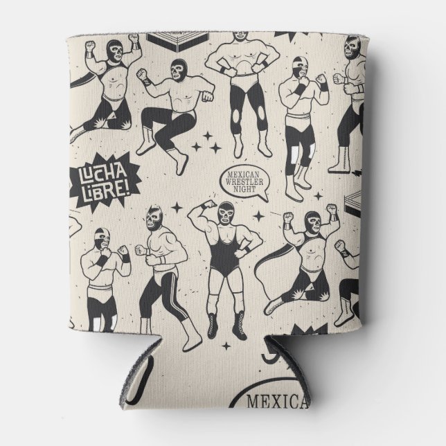 Lucha Libre: Mexikanisches Wrestler-Muster Dosenkühler (Vorderseite)