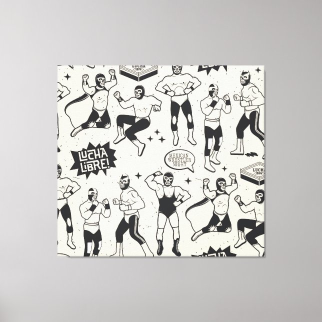 Lucha Libre: Mexikanisches Wrestler-Muster Leinwanddruck (Vorderseite)