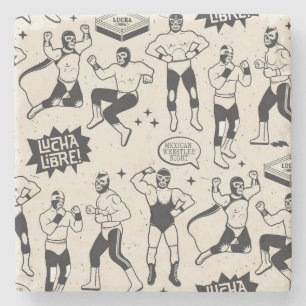 Lucha Libre: Mexikanisches Wrestler-Muster Steinuntersetzer