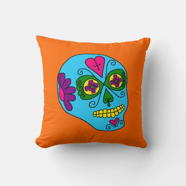 Lucha Libre Sugar Skull Kissen (Vorderseite)