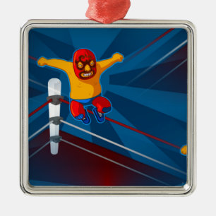 Luchador Silbernes Ornament