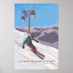 Luchon-Superbagnères Frankreich Skigebiet Poster