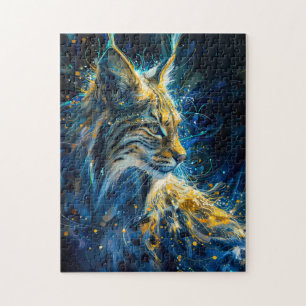 Luchs Bobcat in bläulichem gelblichem Neonlicht ge