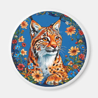 Luchs mit lebhaftem Orangenhain Magnet