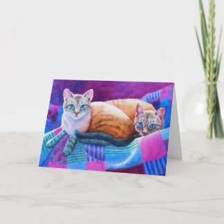 Luchs-Punkt-siamesische Katzen-Gruß-Karte Karte