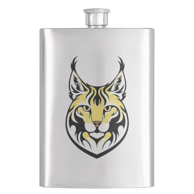 Luchs, wilde Katze Flachmann (Vorderseite)