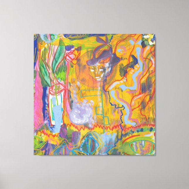 Lucid Dreamer Pink Rainbow Stretched Canvas Print Leinwanddruck (Vorderseite)