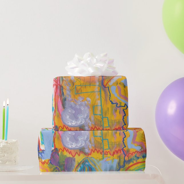 Lucid Dreamer Rosa Regenbogen Abstrakte Malerei Ku Geschenkpapier (Partygeschenke)