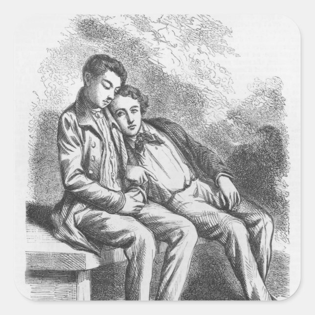 Lucien de Rubempre und David Sechard Quadratischer Aufkleber (Vorderseite)