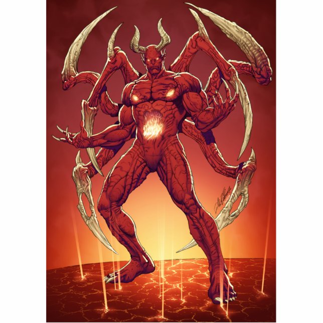 Lucifer der Teufel, der Prinz von Dunkelheit, Freistehende Fotoskulptur (Vorne)