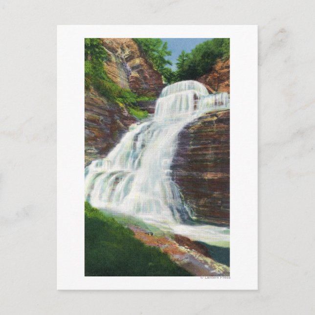 Lucifer Falls View in Robert H. Treman Staat Postkarte (Vorderseite)