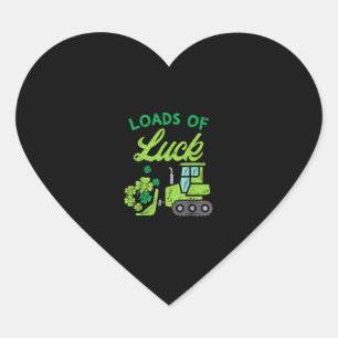 Luck Bulldozer Kleeblatt St Patricks Day Ki Herz-Aufkleber