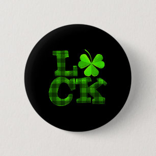 Luck Clover Kleeblatt Green Kariert Lucky St Patri Button
