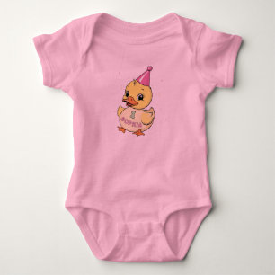 Luck Duck Birthday Party Duckie Paper Cup Baby Strampler