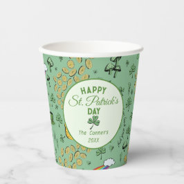 Luck & Joy Coins & Green Kleeblatts St Patricks Da Pappbecher