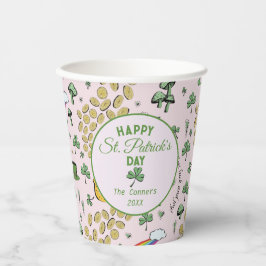Luck & Joy Coins & Green Kleeblatts St Patricks Da Pappbecher